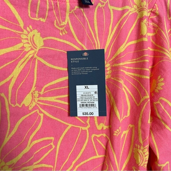 NWT Universal Thread Balloon Sleeve Dress Pink Yellow Floral Size XL - Picture 7 of 7